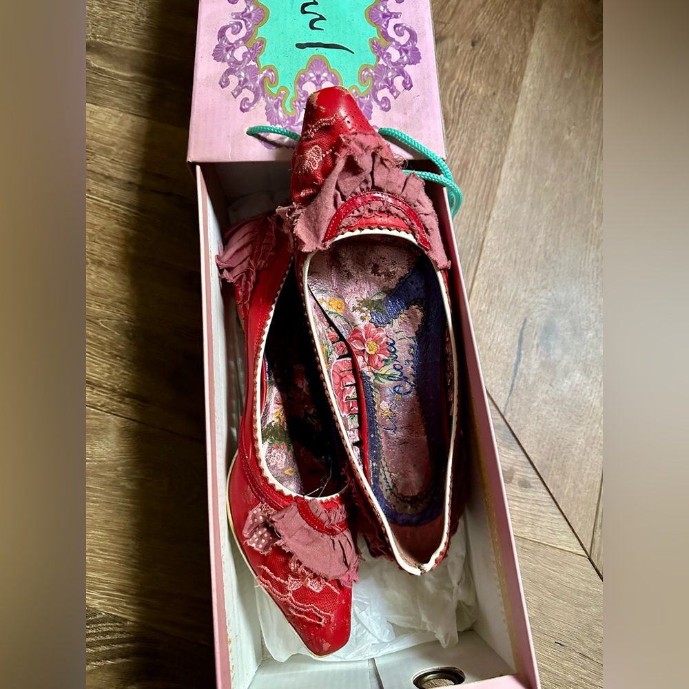 Irregular Choice Red Kitten Wedge Heels